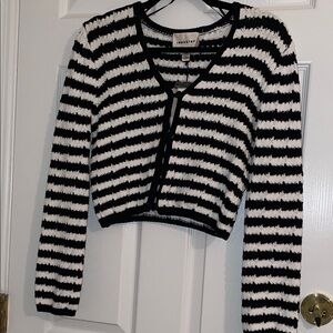 $58 msrp NWT Industry Black and White Striped Women's knit Cardigan size small